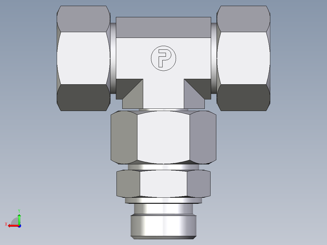 卡套式工业通用硬管接头EO_Assembled_adjustable_standpipe_branch_tee_EVT25SR71后视图