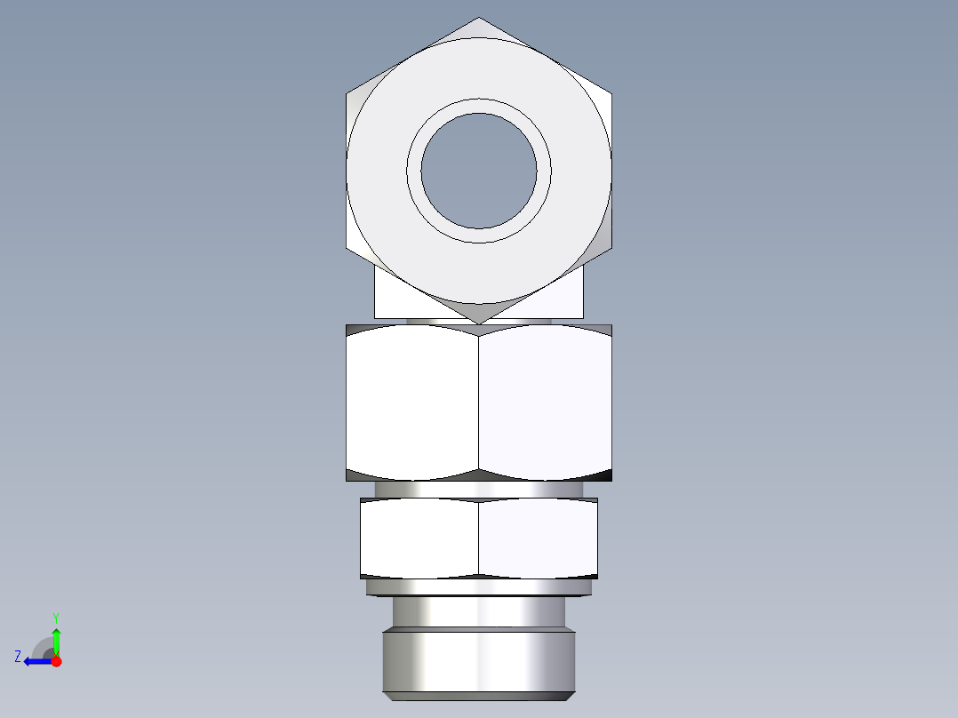 卡套式工业通用硬管接头EO_Assembled_adjustable_standpipe_branch_tee_EVT25SR71右视图