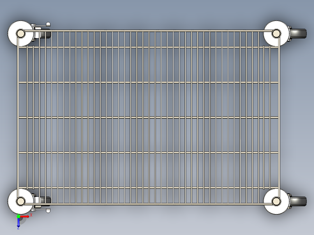 重型不锈钢钢丝架-移动式(带橡胶轮)俯视图