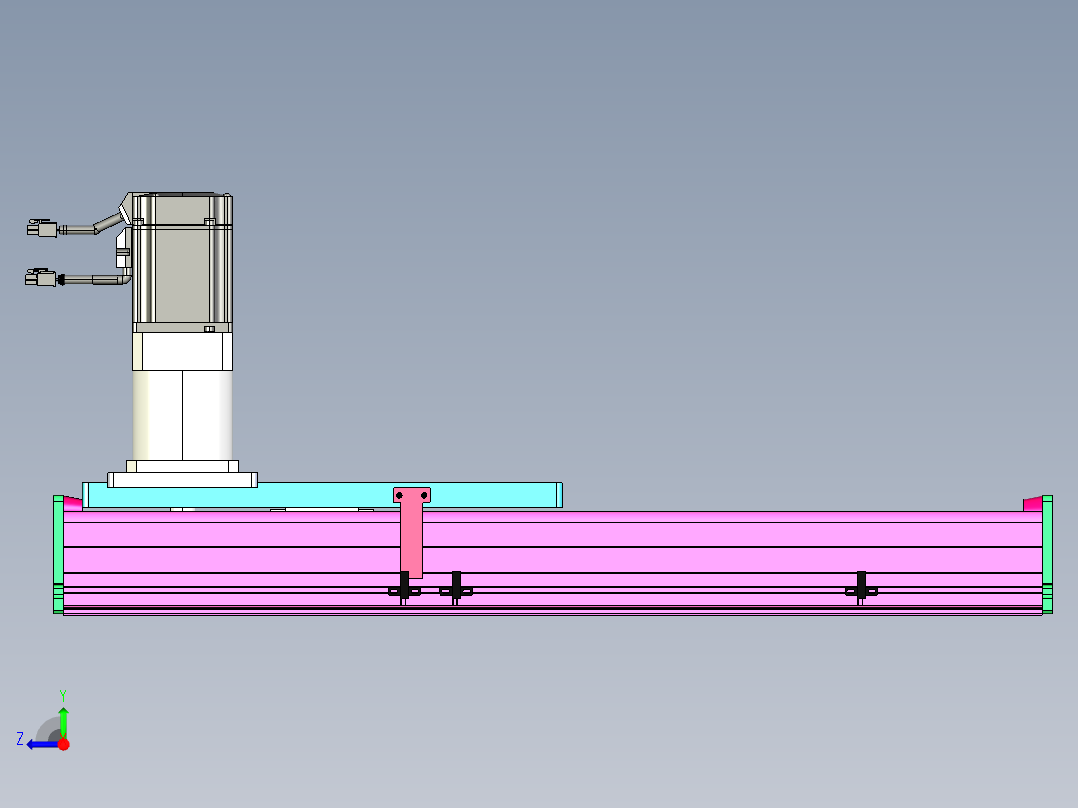 东锦齿条传动DH210G-L167-S350-BU-减速机+P750W右视图