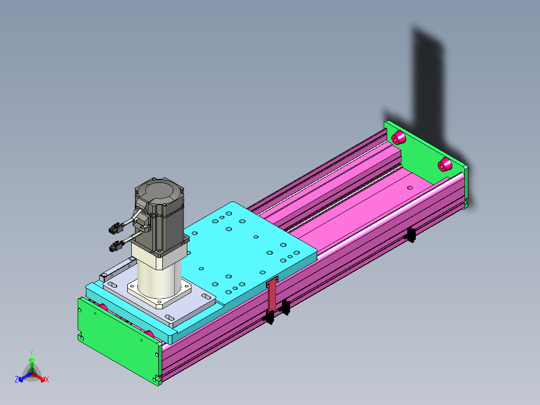 东锦齿条传动DH210G-L167-S350-BU-减速机+P750W正等轴测图