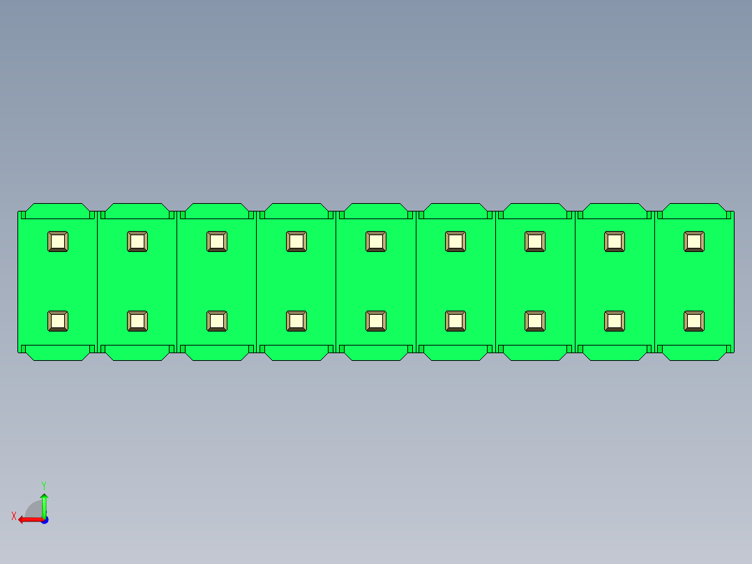 彩色公头100mil（2.54mm）系列-DS1021_green_2x09p_100mil_Type5_rev1.0后视图