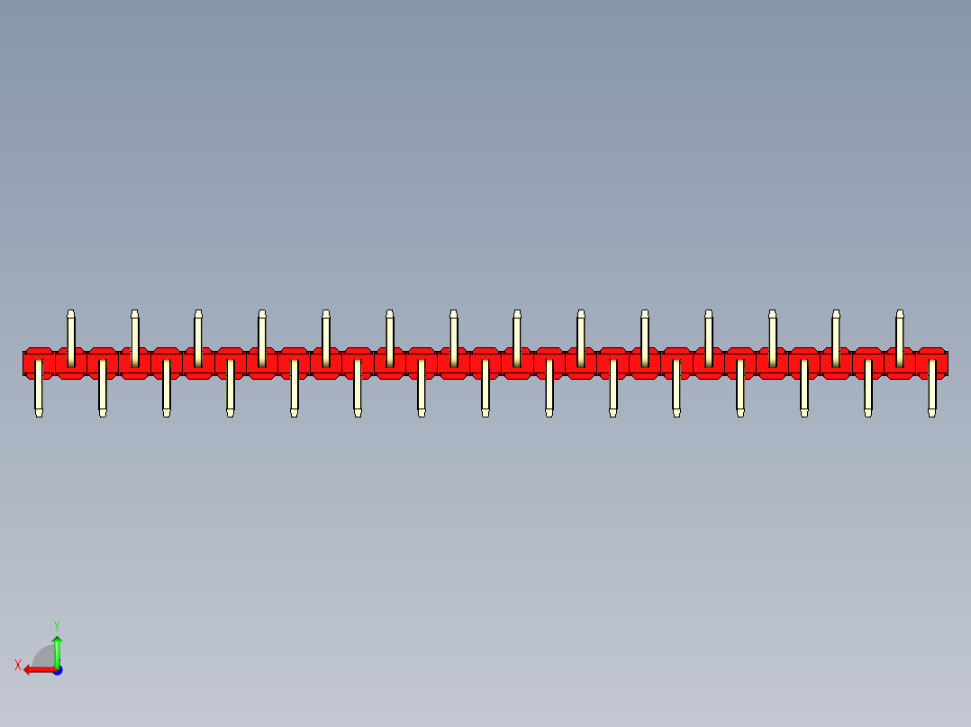 彩色公排针 100mil 2.54mm 系列-DS1022_red_29p_100mil_Type_SMT_R2_rev1.0后视图
