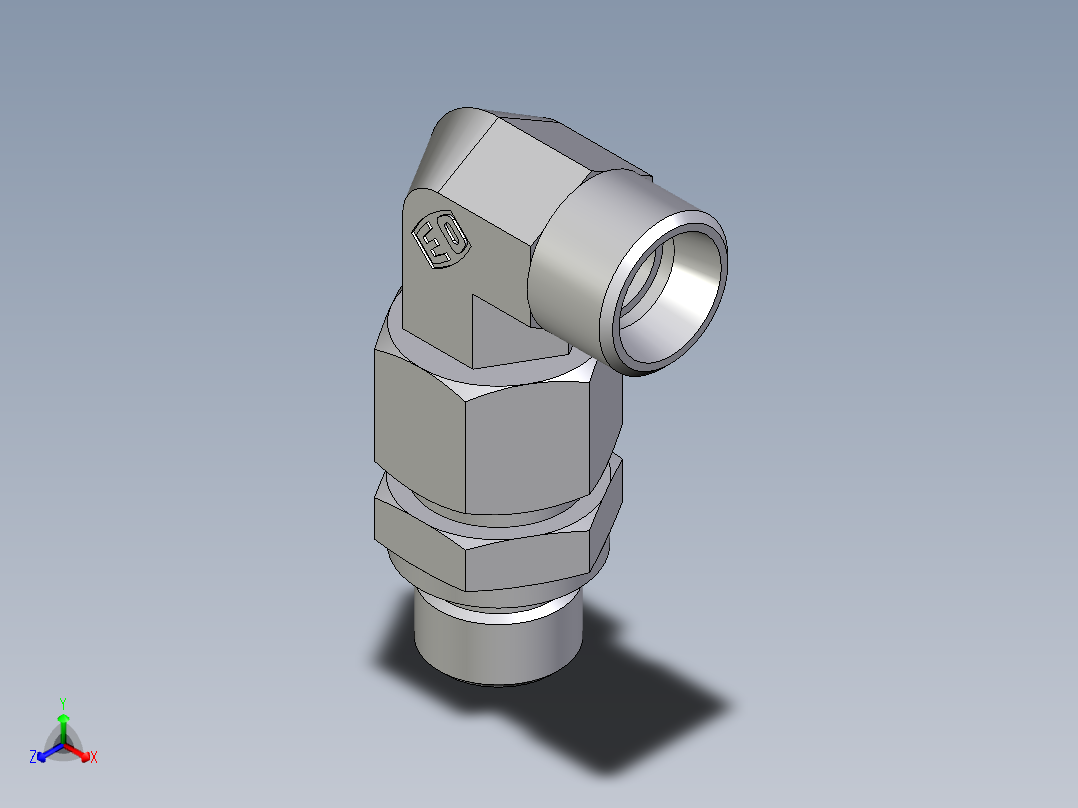 卡套式工业通用硬管接头EO_Assembled_adjustable_standpipe_elbow_EVW12LROMD71正等轴测图