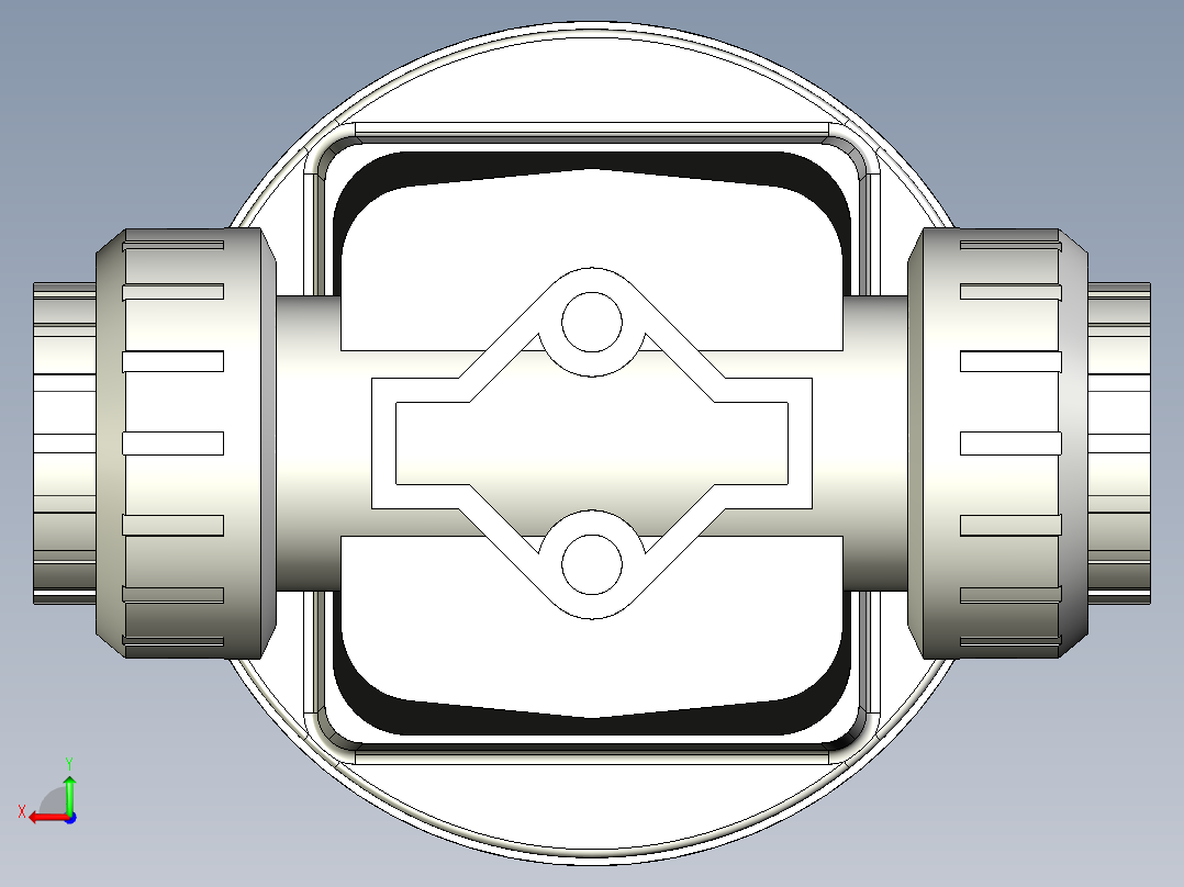 5DKMUFCCP NC 气动隔膜阀，常闭，BSP螺纹女性联盟结束，PVC-C系列后视图