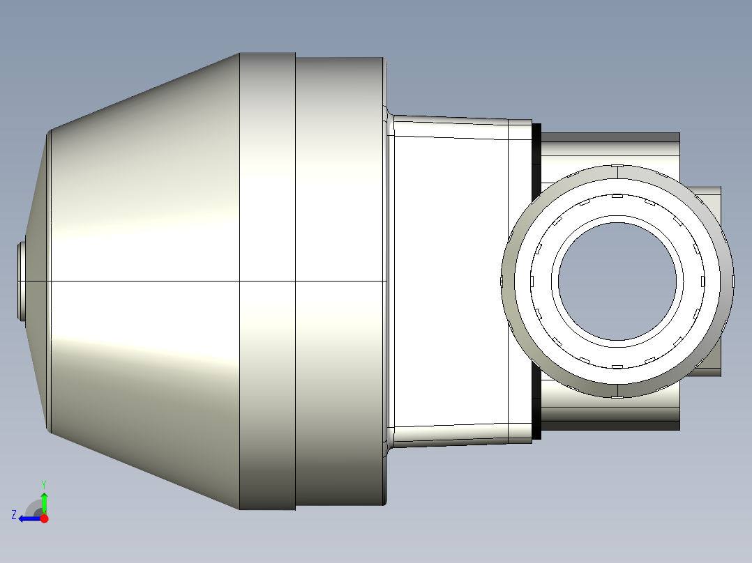5DKMUFCCP NC 气动隔膜阀，常闭，BSP螺纹女性联盟结束，PVC-C系列右视图
