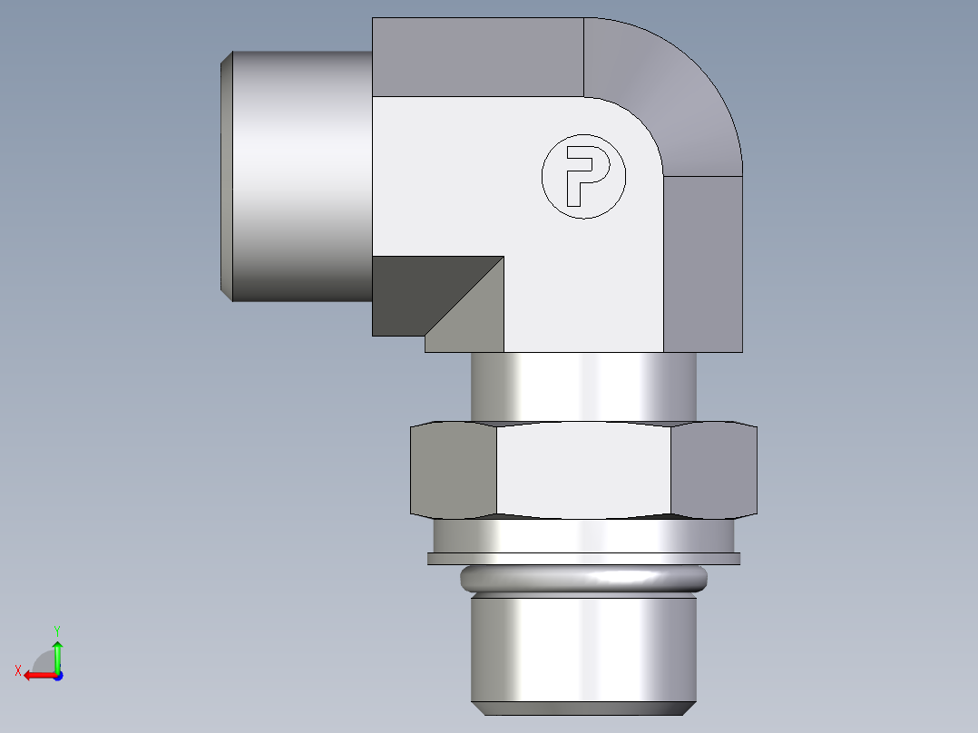 卡套式工业通用硬管接头EO_Adjustable_Locknut_elbow_WEE12SMOROMDCF后视图