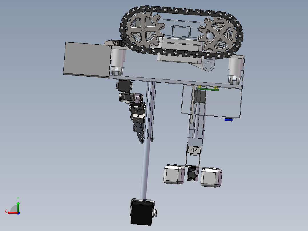 水果采摘机器人3d图纸cad多轴机械臂采摘机3d模型 履带式机器人3D后视图