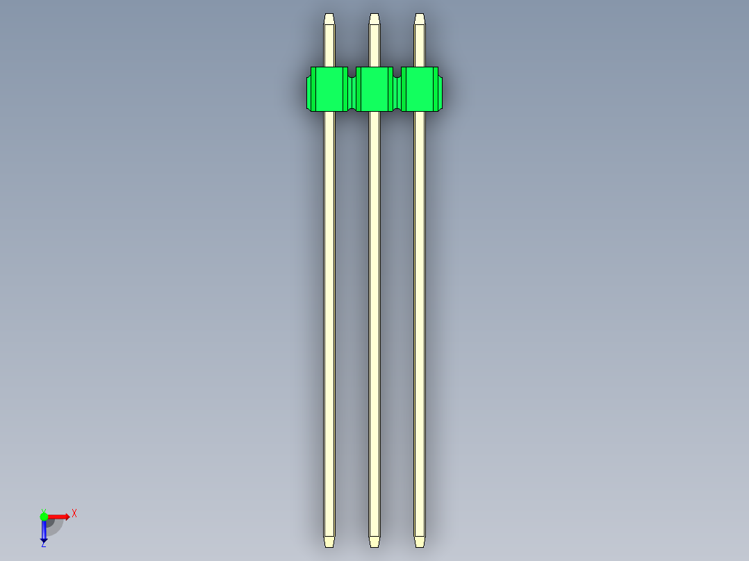 彩色公头100mil（2.54mm）系列-DS1021_green_1x03p_100mil_Type43_rev1.0俯视图