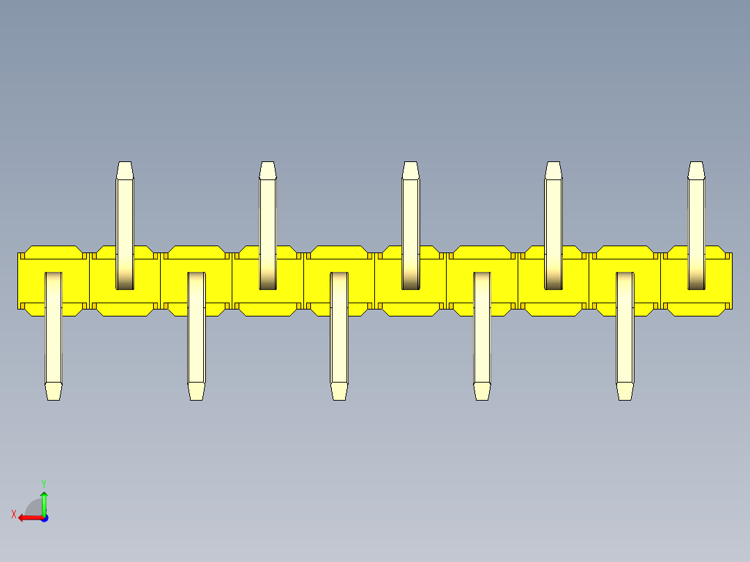 彩色公排针 100mil 2.54mm 系列-DS1022_yellow_10p_100mil_Type_SMT_R1_rev1.0后视图