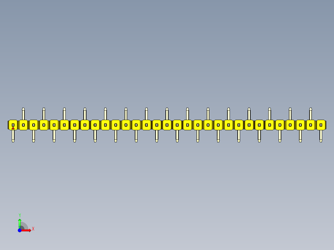 彩色公排针 100mil 2.54mm 系列-DS1022_yellow_31p_100mil_Type_SMT_R2_rev1.0前视图