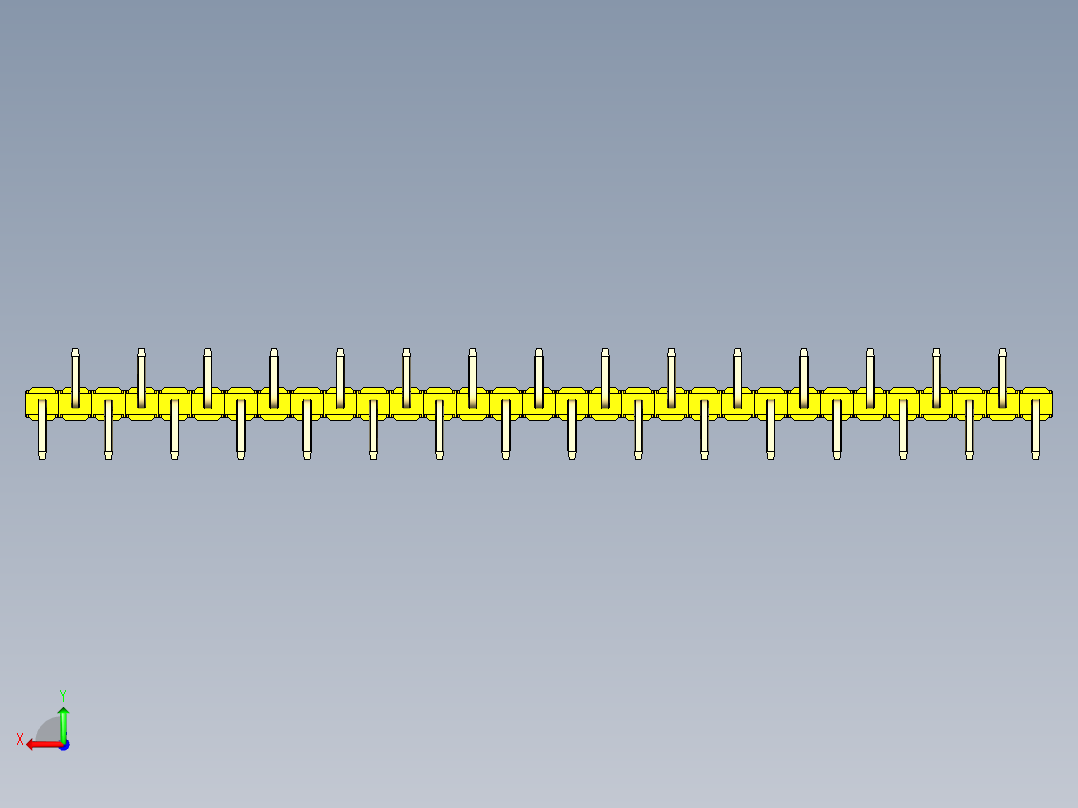 彩色公排针 100mil 2.54mm 系列-DS1022_yellow_31p_100mil_Type_SMT_R2_rev1.0后视图