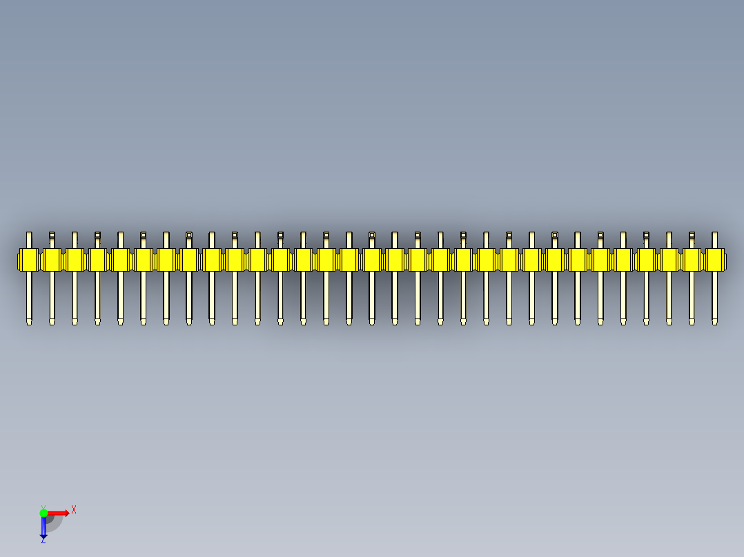 彩色公排针 100mil 2.54mm 系列-DS1022_yellow_31p_100mil_Type_SMT_R2_rev1.0俯视图
