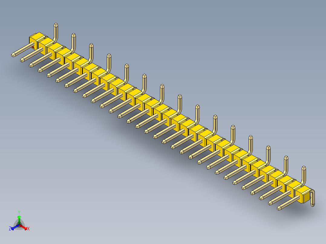 彩色公排针 100mil 2.54mm 系列-DS1022_yellow_31p_100mil_Type_SMT_R2_rev1.0正等轴测图