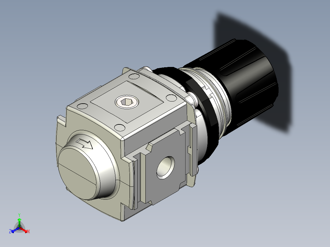 标准手动压力调节器PARKER GLOBAL AIR PREP SYSTEM COMPACT COMMON PORT AIR PRESSURE REGULATOR - P32H SERIES (12)正等轴测图