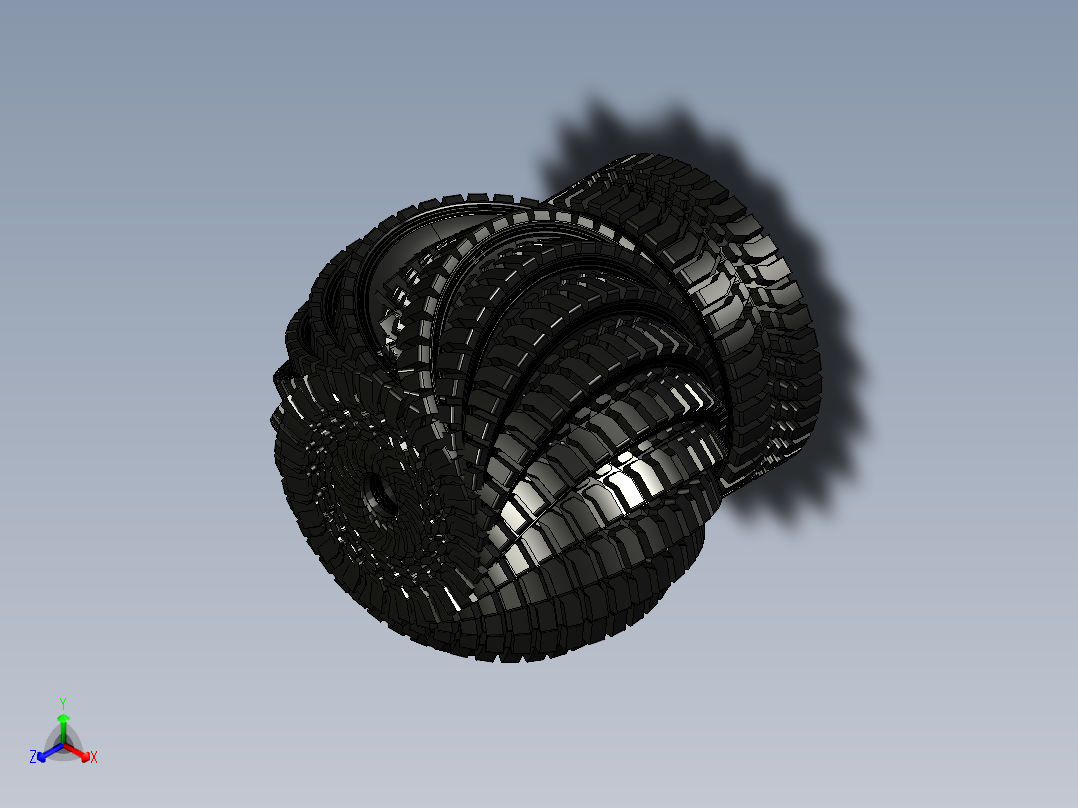 米其林XZL 395-85R20军用轮胎和轮辋正等轴测图