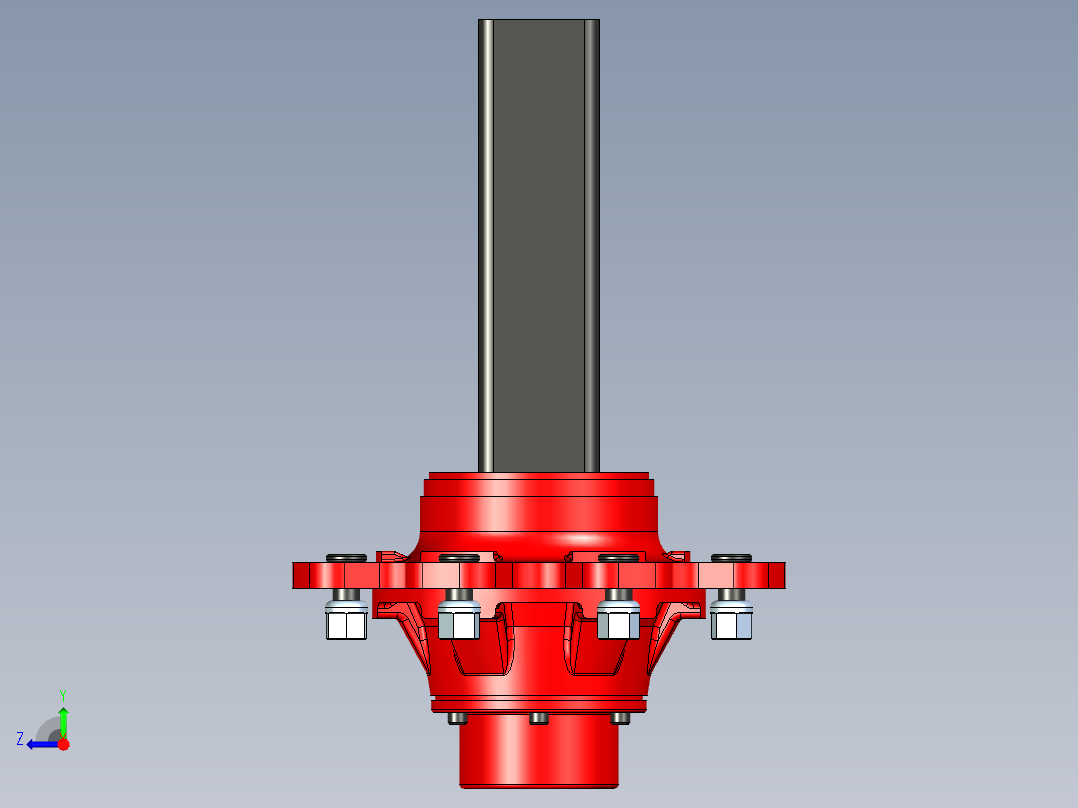80mm x 80mm x 8 种马农业轮毂和桩组件右视图