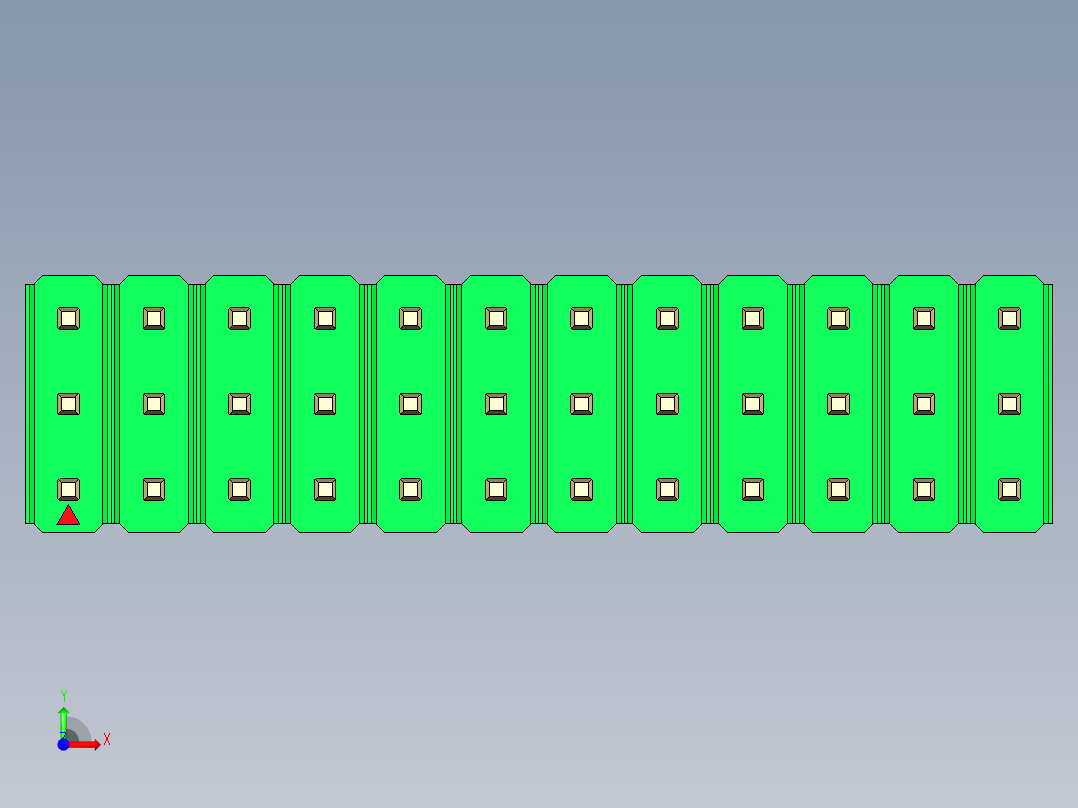 彩色公头100mil（2.54mm）系列-DS1021_green_3x12p_100mil_Type5_rev1.0前视图