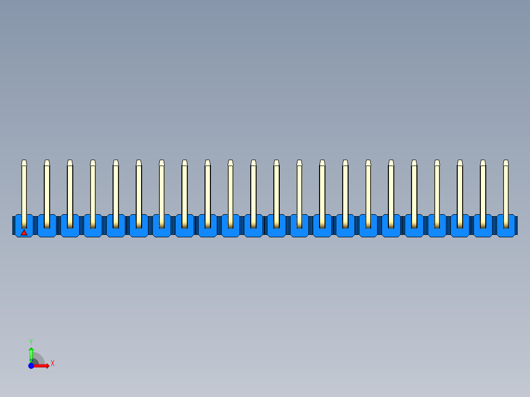 彩色公排针 100mil 2.54mm 系列-DS1022_blue_22p_100mil_TypeU_rev1.0前视图
