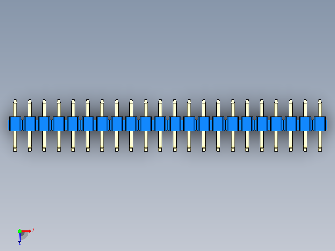 彩色公排针 100mil 2.54mm 系列-DS1022_blue_22p_100mil_TypeU_rev1.0俯视图