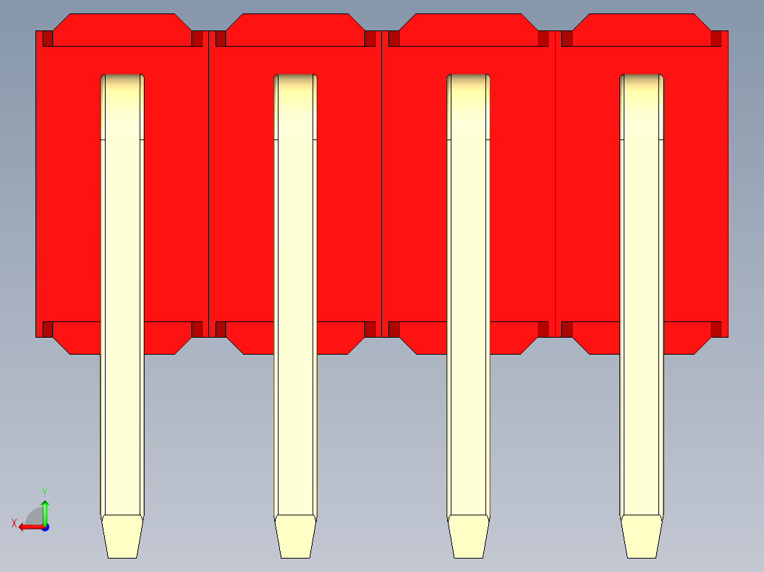 彩色公排针 100mil 2.54mm 系列-DS1022_red_2x04p_100mil_TypeD_rev1.0后视图