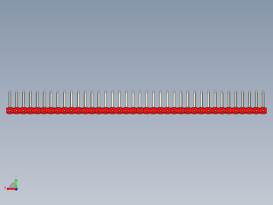 彩色公排针 100mil 2.54mm 系列-DS1022_red_38p_100mil_TypeU_rev1.0后视图