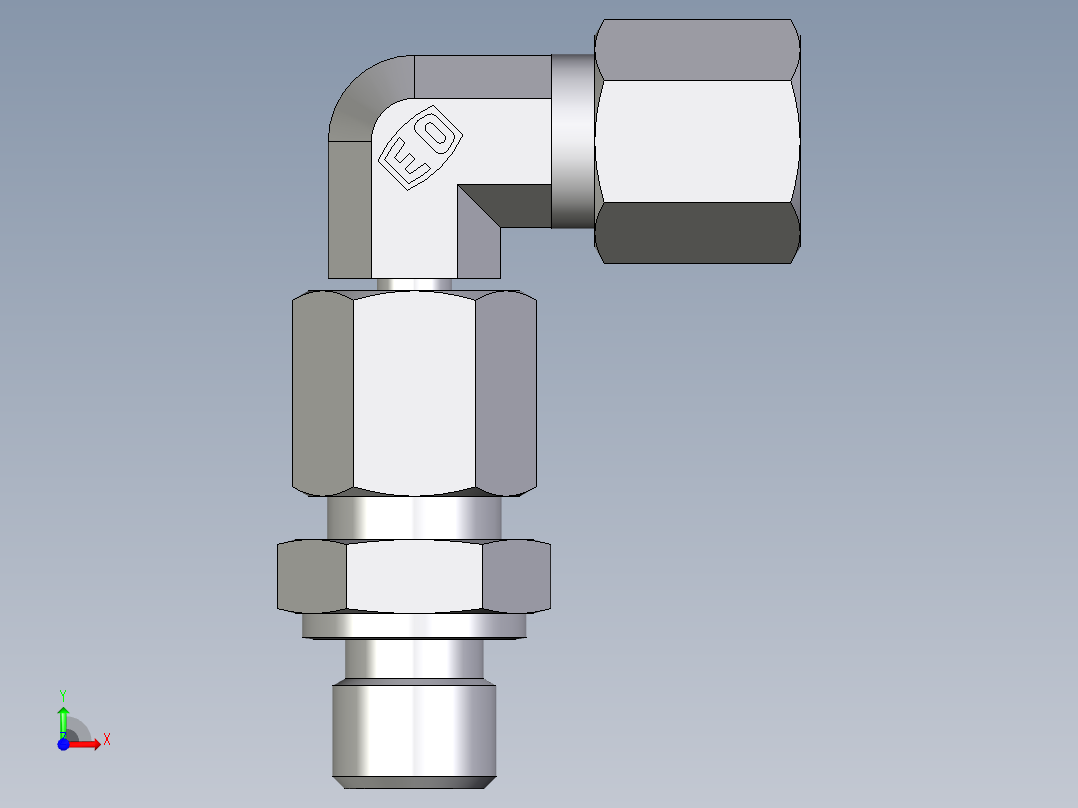 卡套式工业通用硬管接头EO_Assembled_adjustable_standpipe_elbow_EVW06SR71前视图