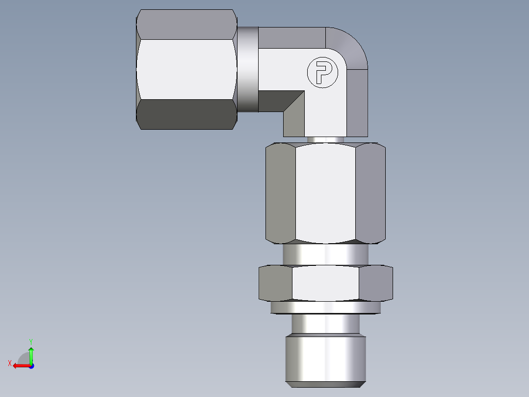 卡套式工业通用硬管接头EO_Assembled_adjustable_standpipe_elbow_EVW06SR71后视图