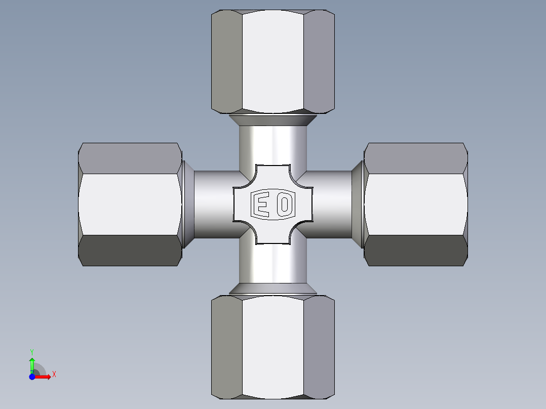 卡套式工业通用硬管接头EO_Union_cross_K06ZS71前视图