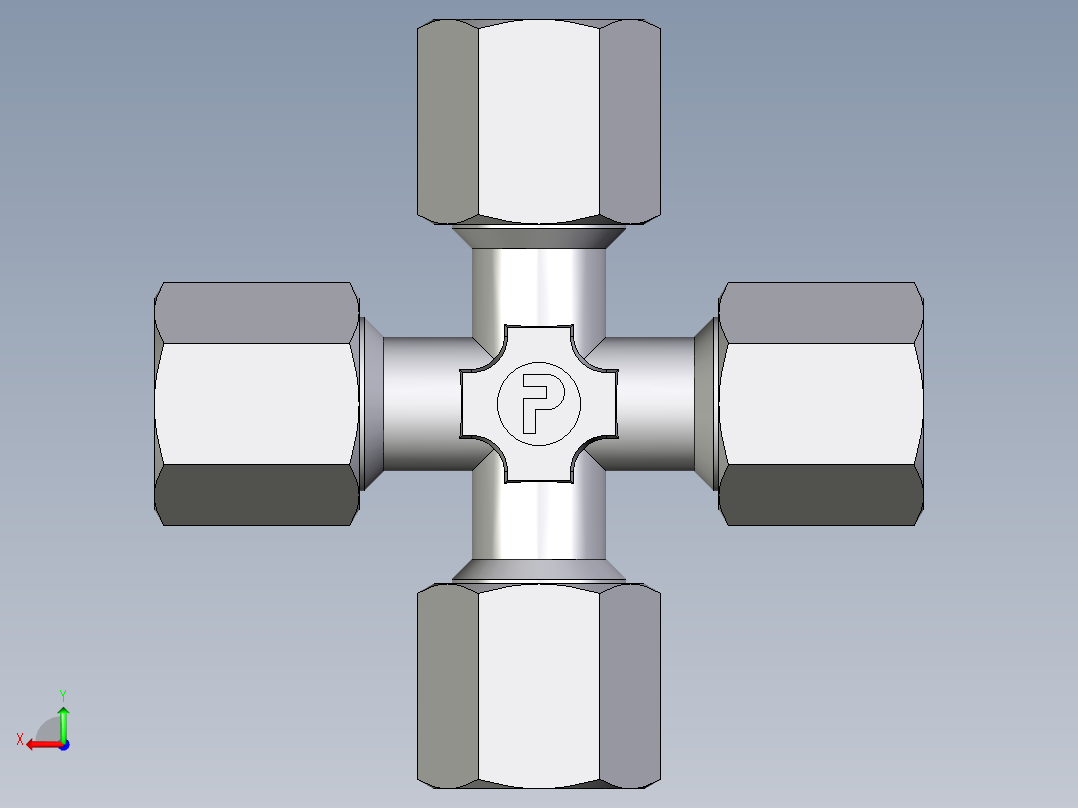 卡套式工业通用硬管接头EO_Union_cross_K06ZS71后视图