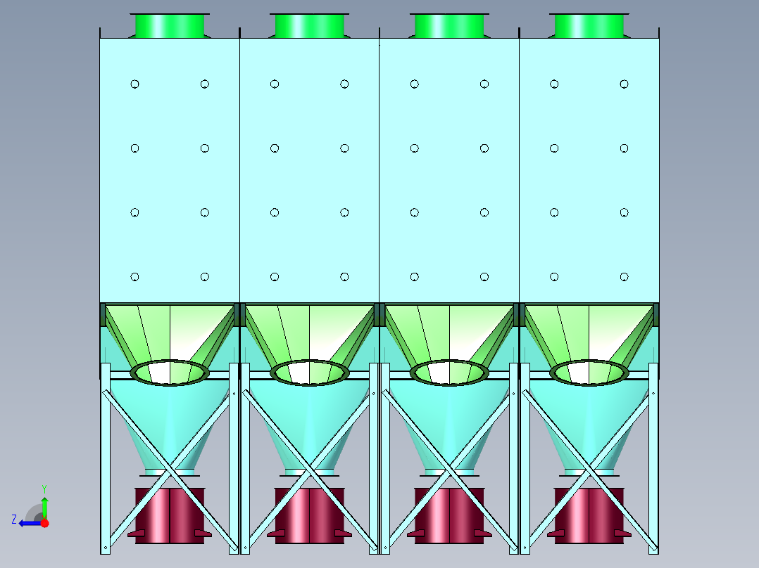 HR4-64组合式滤筒除尘器右视图