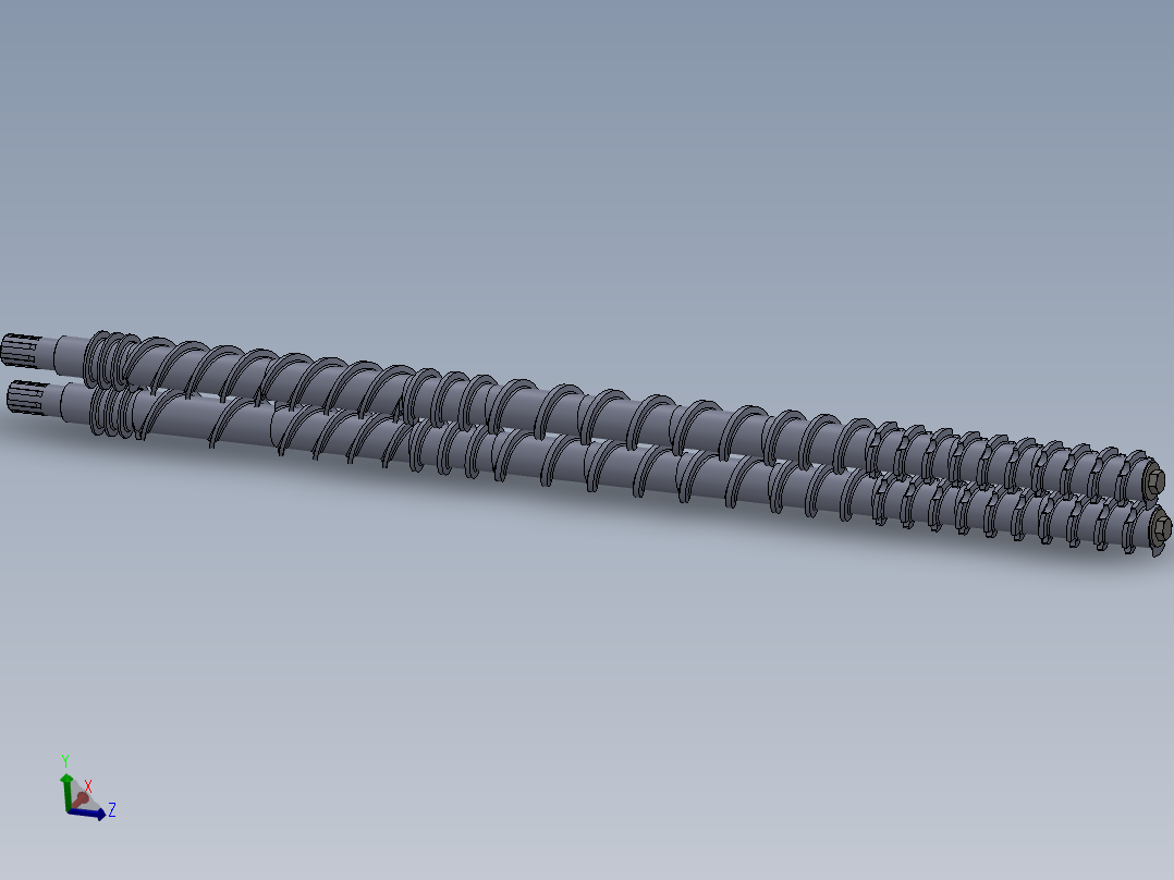 双螺杆<span style='color: red'>膨化机</span>的螺杆3D模型