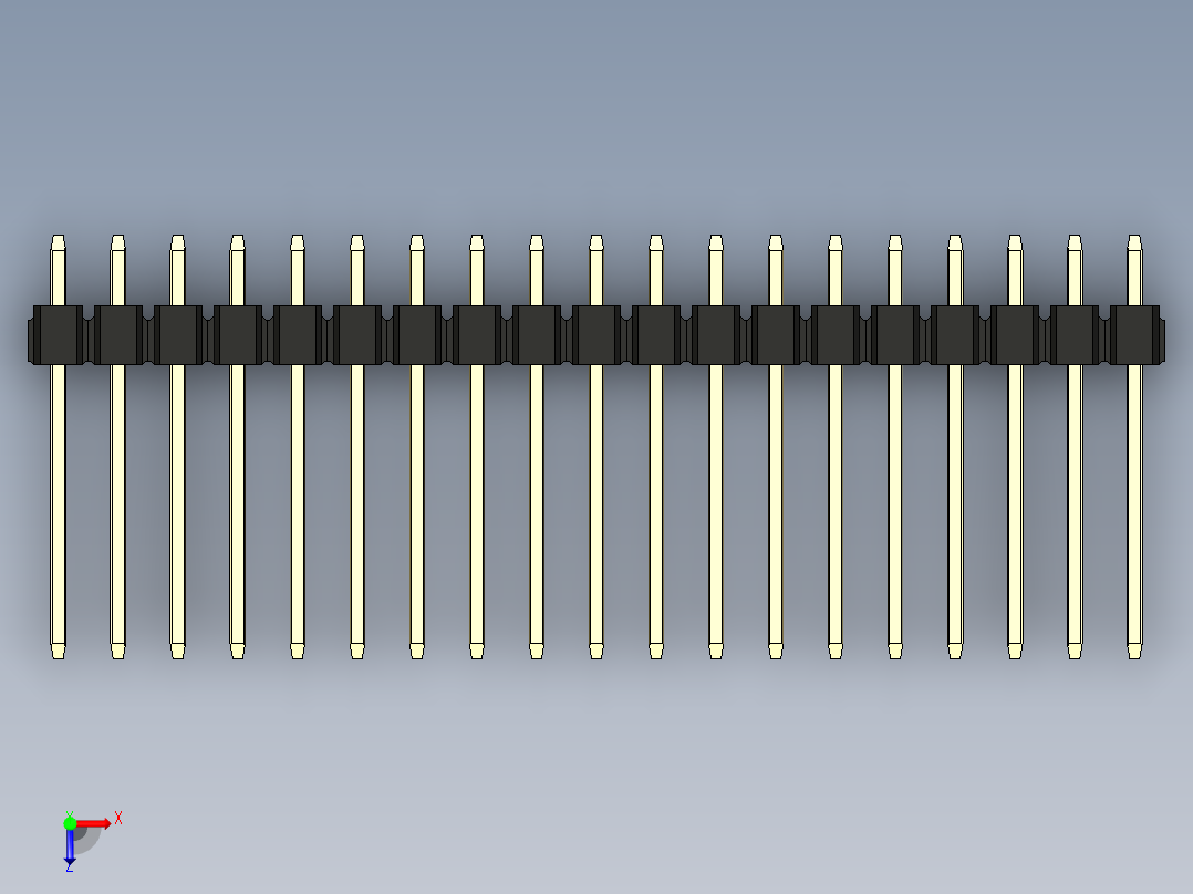 彩色公头100mil（2.54mm）系列-DS1021_black_3x19p_100mil_Type5_rev1.0俯视图