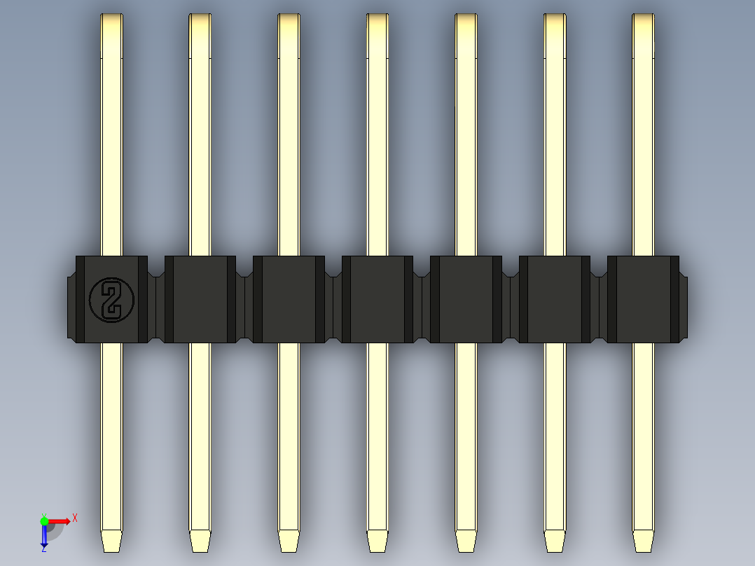 彩色公排针 100mil 2.54mm 系列-DS1022_black_3x07p_100mil_TypeD_rev1.0俯视图