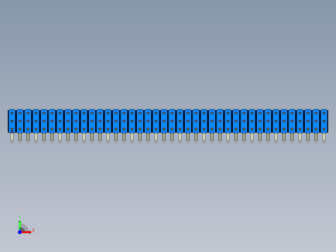 彩色公排针 100mil 2.54mm 系列-DS1022_blue_3x40p_100mil_TypeD_rev1.0前视图