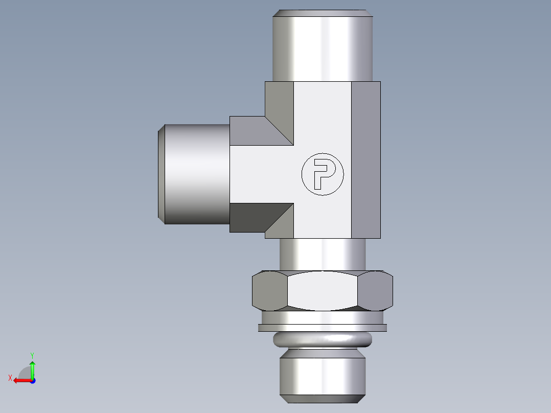 卡套式工业通用硬管接头EO_Adjustable_locknut_run_tee_LEE08LMOROMDCF后视图