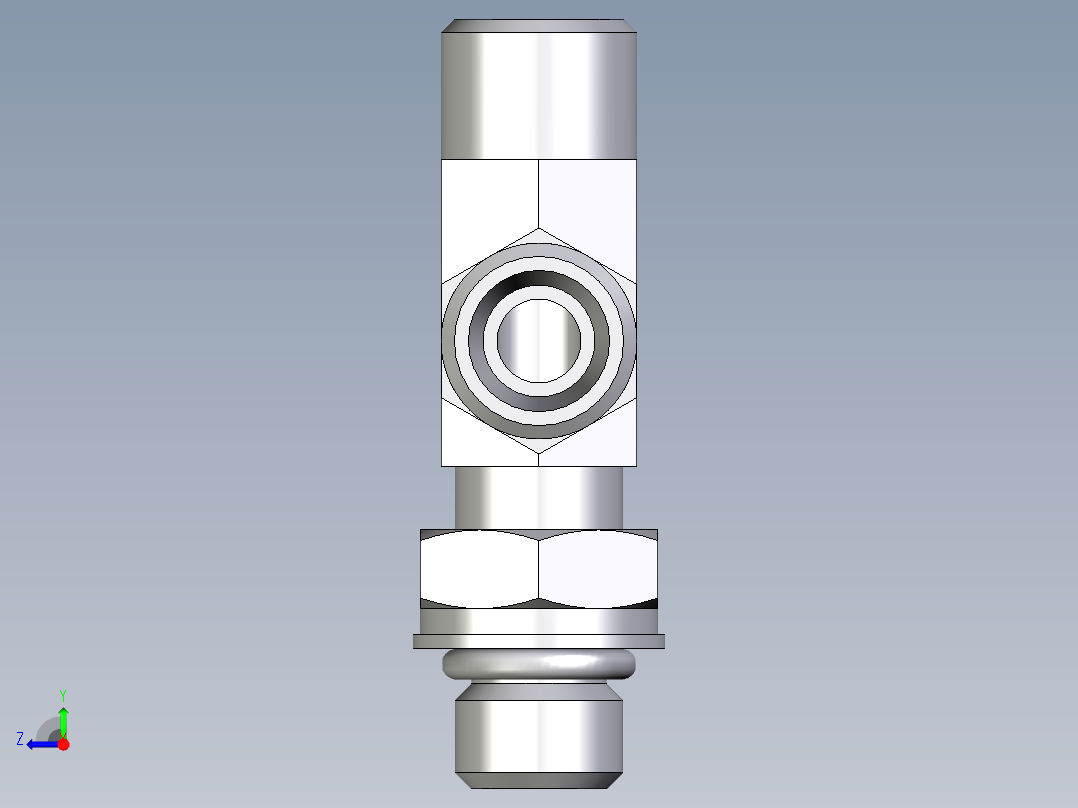 卡套式工业通用硬管接头EO_Adjustable_locknut_run_tee_LEE08LMOROMDCF右视图