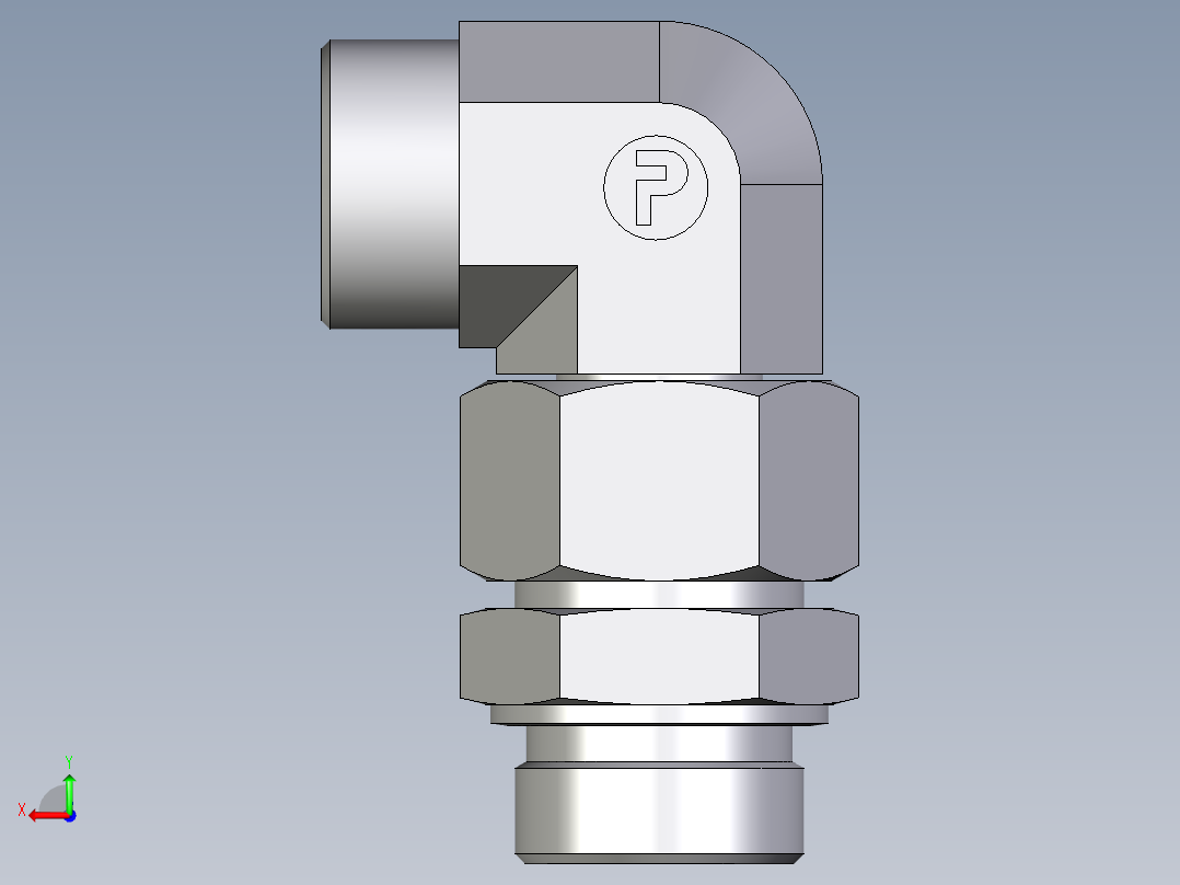 卡套式工业通用硬管接头EO_Assembled_adjustable_standpipe_elbow_EVW30SROMD71后视图