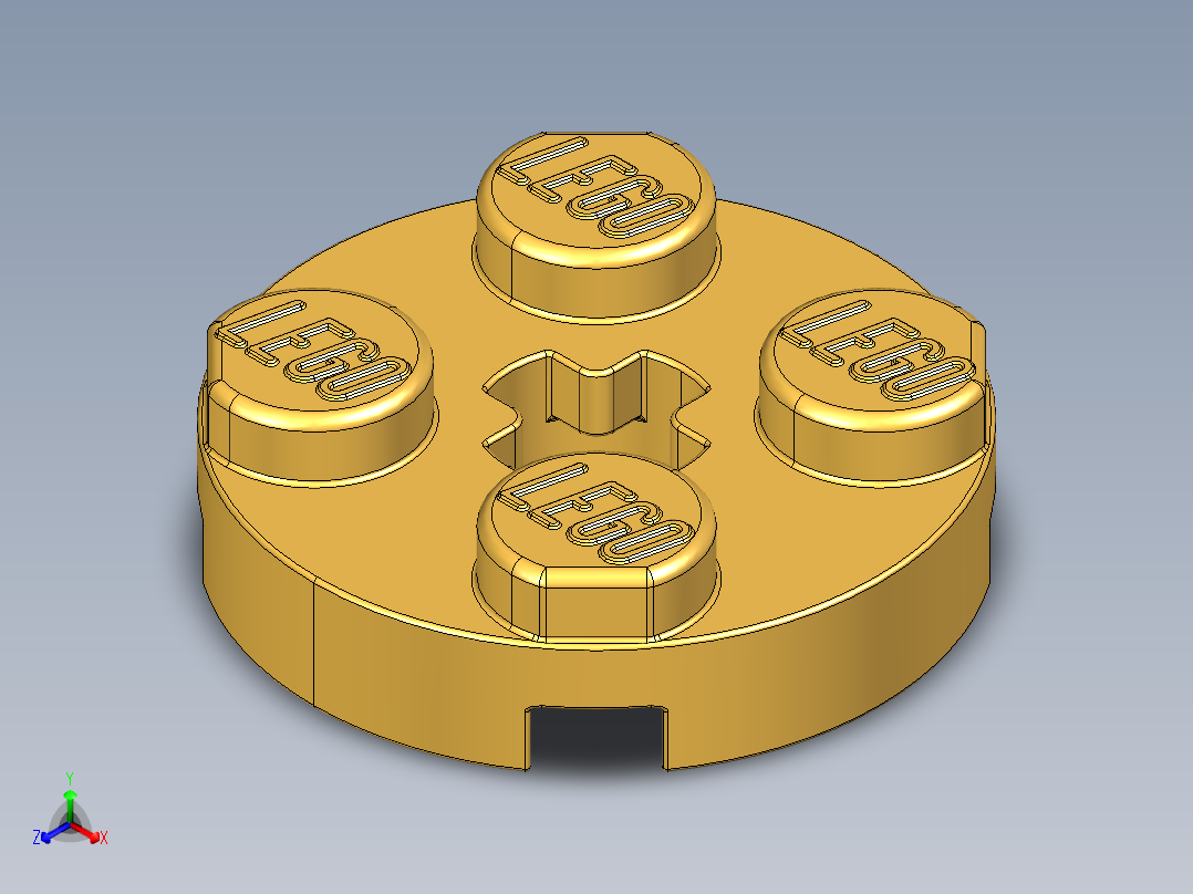 乐高零件 4032 板 2 x 2 圆形-4032 Curry Plate 2 x 2 Round.STEP正等轴测图
