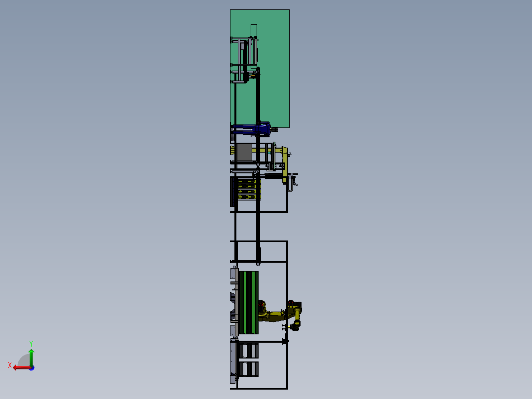 电梯壁板自动涂胶装配生产线sw19可编辑后视图