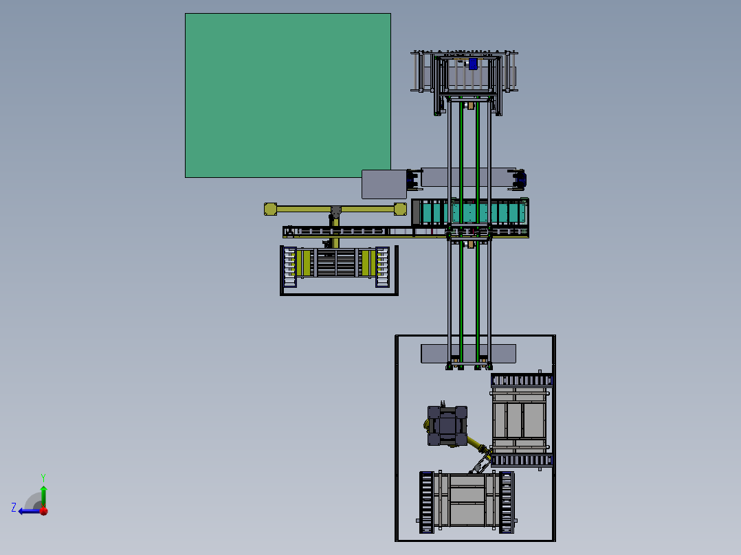 电梯壁板自动涂胶装配生产线sw19可编辑右视图