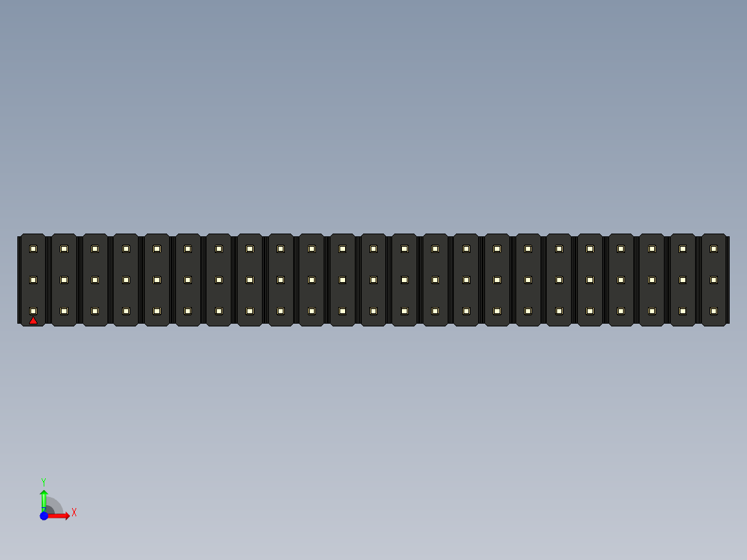 彩色公头100mil（2.54mm）系列-DS1021_black_3x23p_100mil_Type19_rev1.0前视图