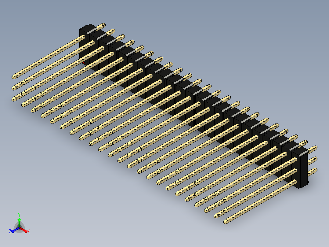 彩色公头100mil（2.54mm）系列-DS1021_black_3x23p_100mil_Type19_rev1.0正等轴测图