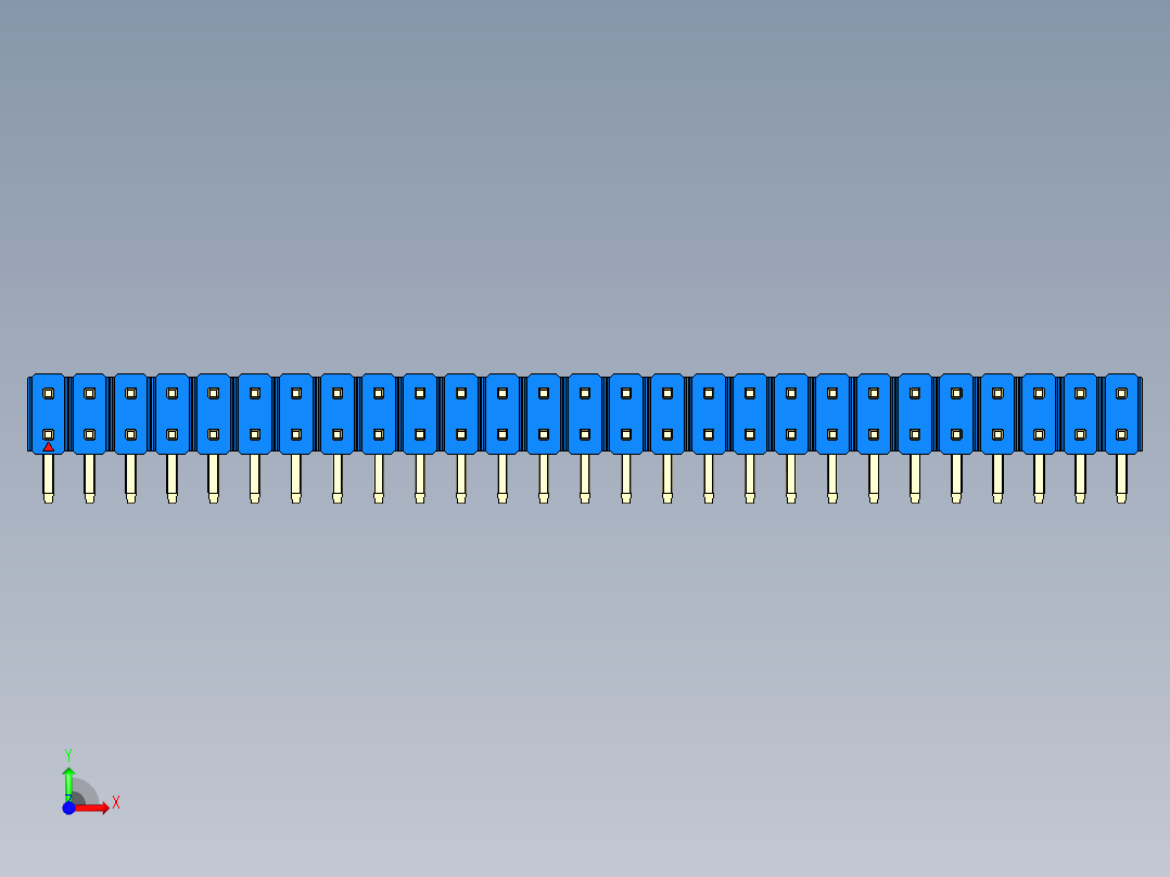 彩色公排针 100mil 2.54mm 系列-DS1022_blue_2x27p_100mil_TypeD_rev1.0前视图