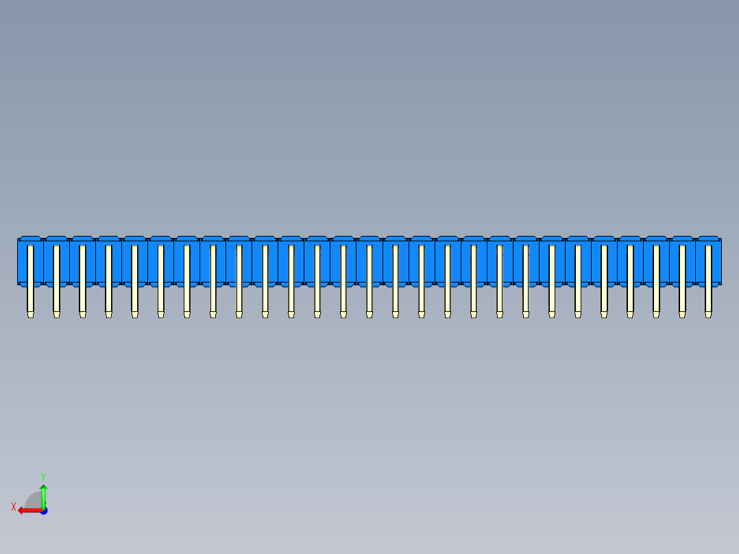 彩色公排针 100mil 2.54mm 系列-DS1022_blue_2x27p_100mil_TypeD_rev1.0后视图