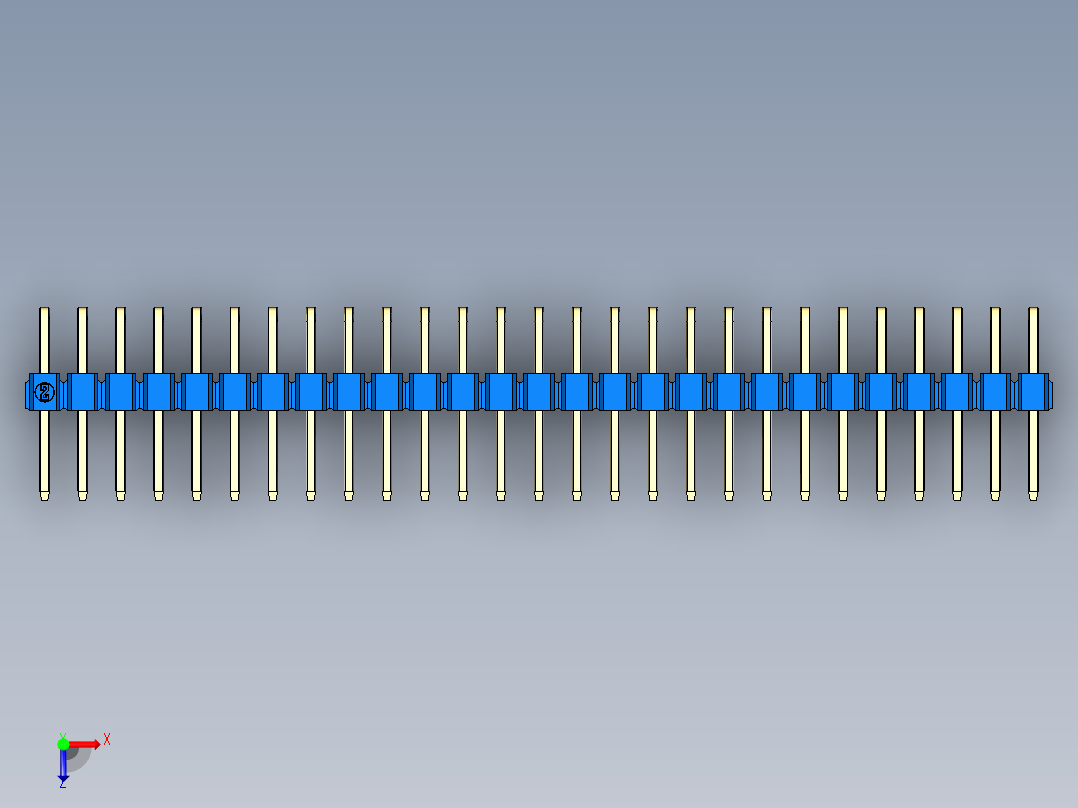彩色公排针 100mil 2.54mm 系列-DS1022_blue_2x27p_100mil_TypeD_rev1.0俯视图