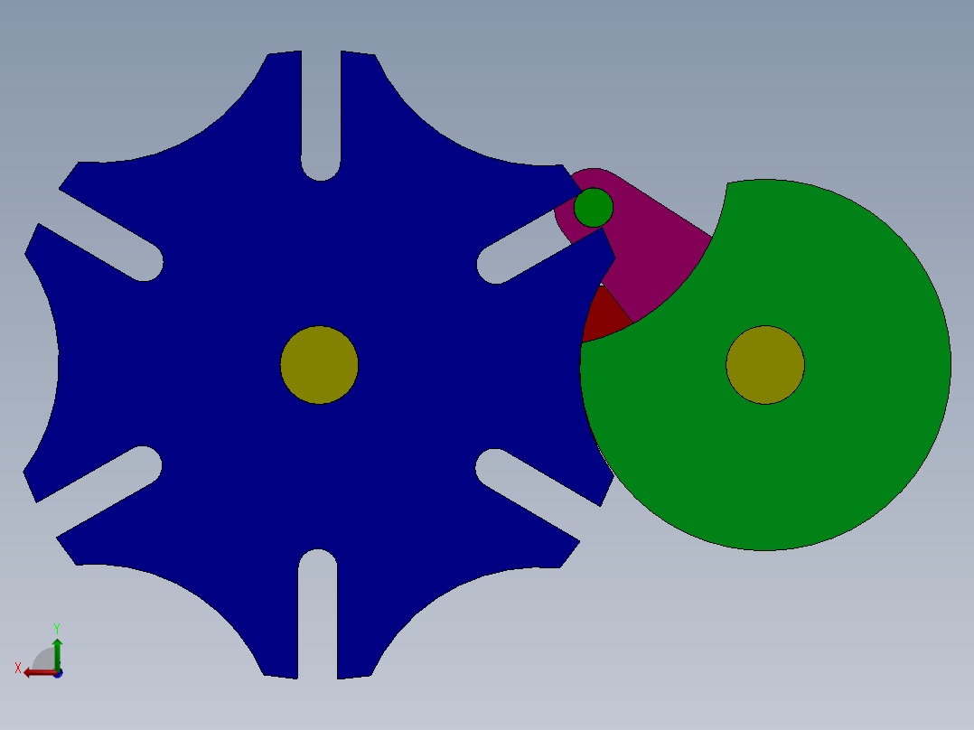日内瓦驱动机构（间歇运动机构）后视图
