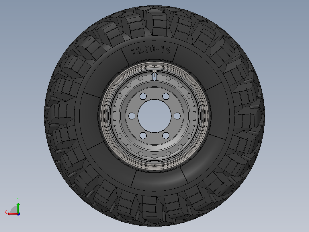 ZIL-157轮毂轮胎模型3D图纸 Solidworks设计后视图