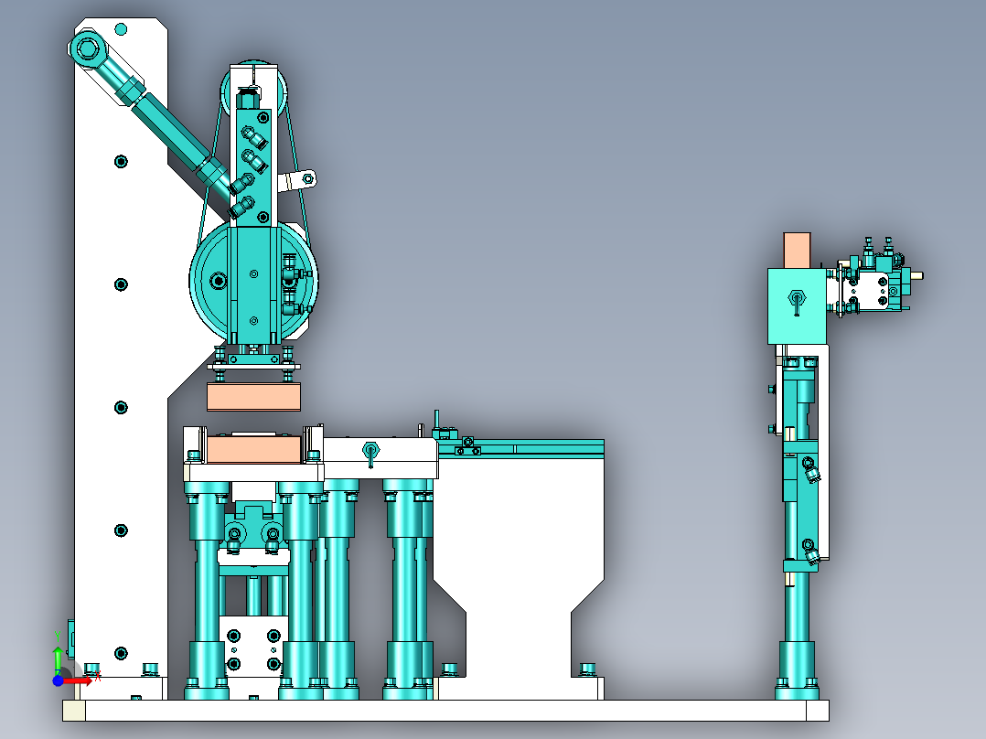 电动连杆转角90度翻转机构前视图