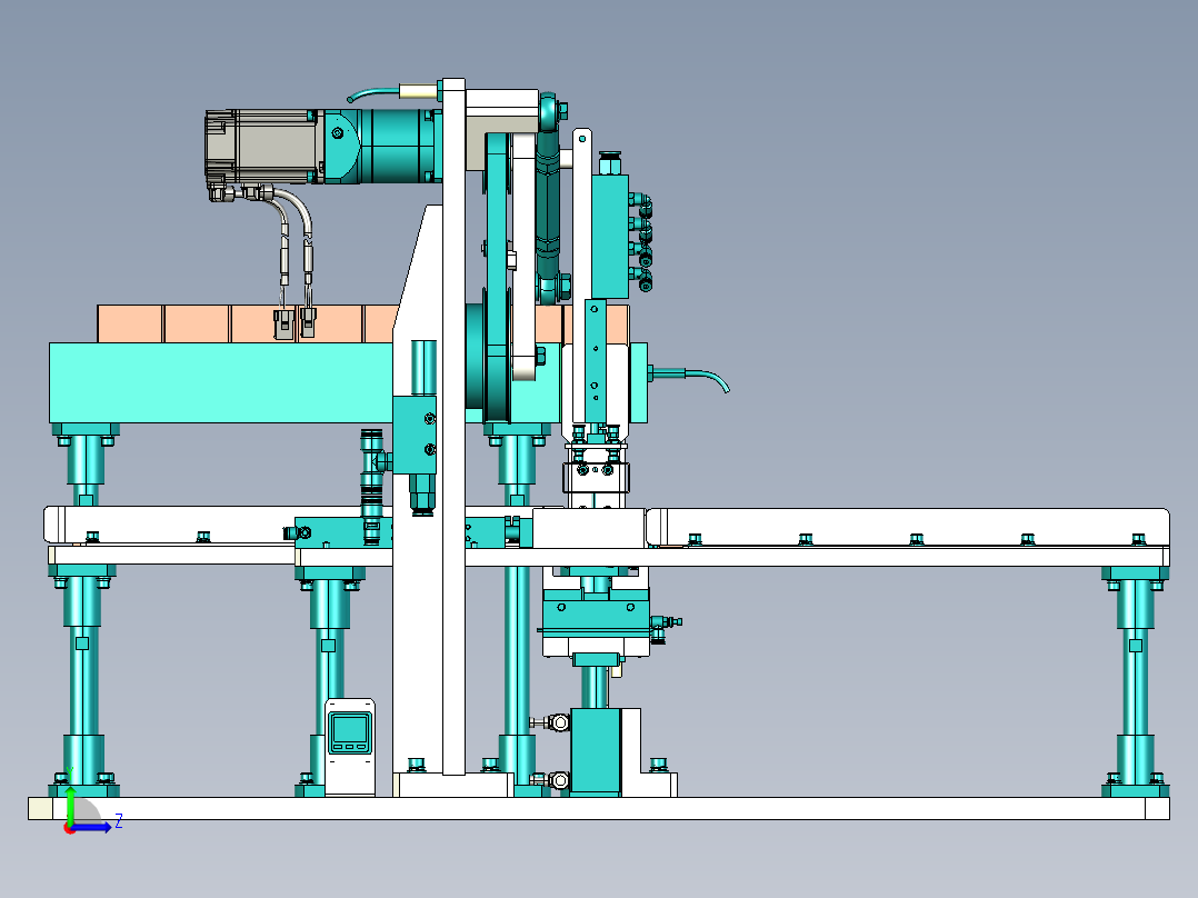 电动连杆转角90度翻转机构左视图